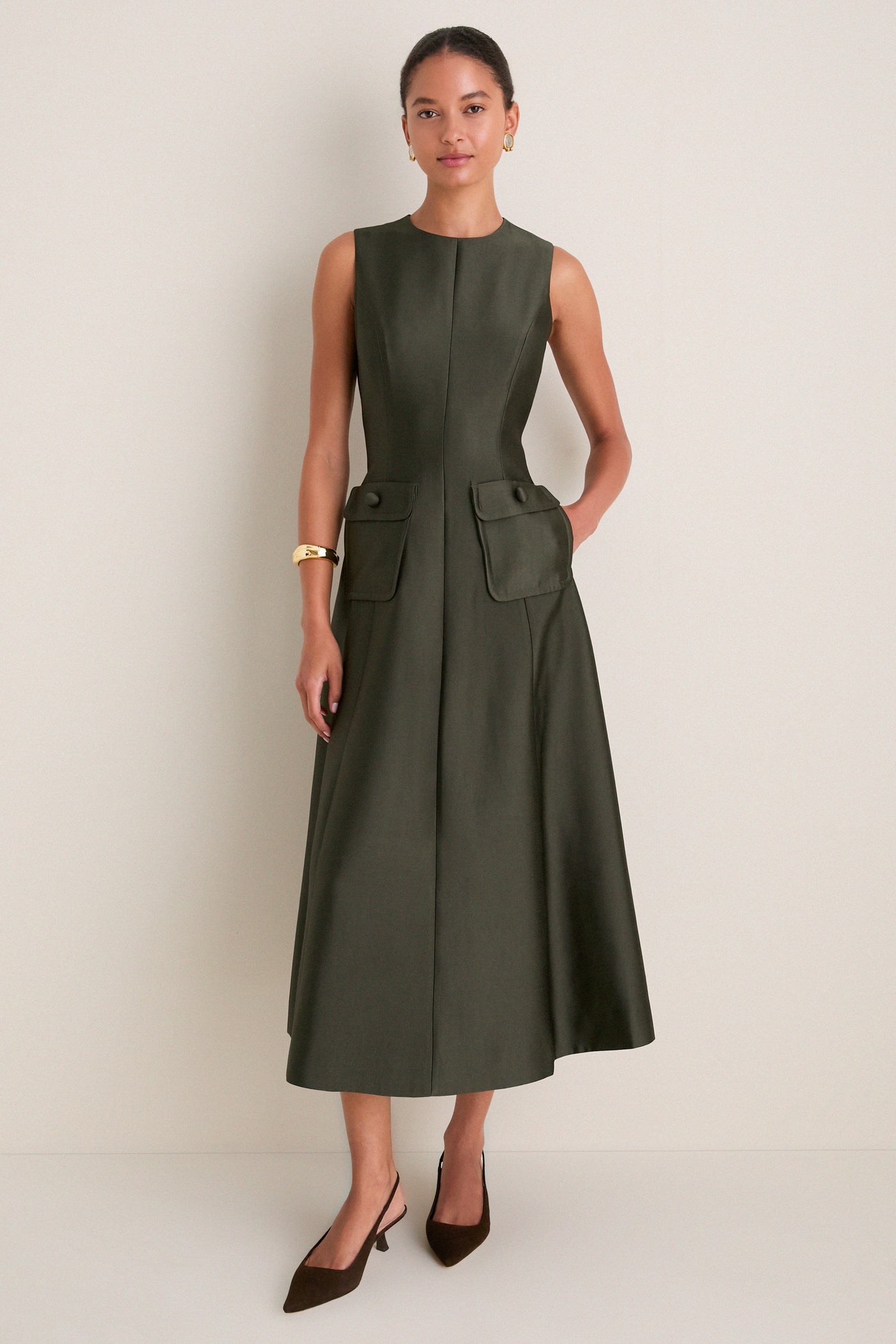 Evergreen Dupioni Helene Dress
