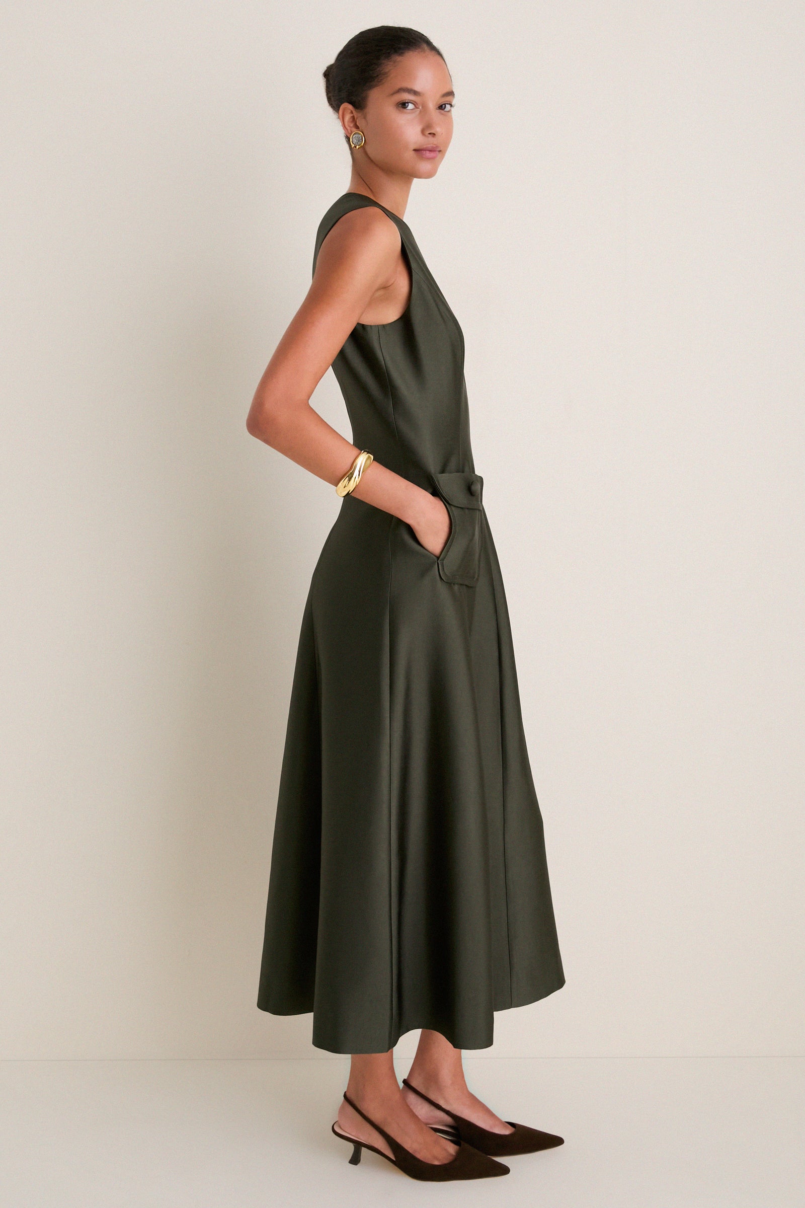Evergreen Dupioni Helene Dress