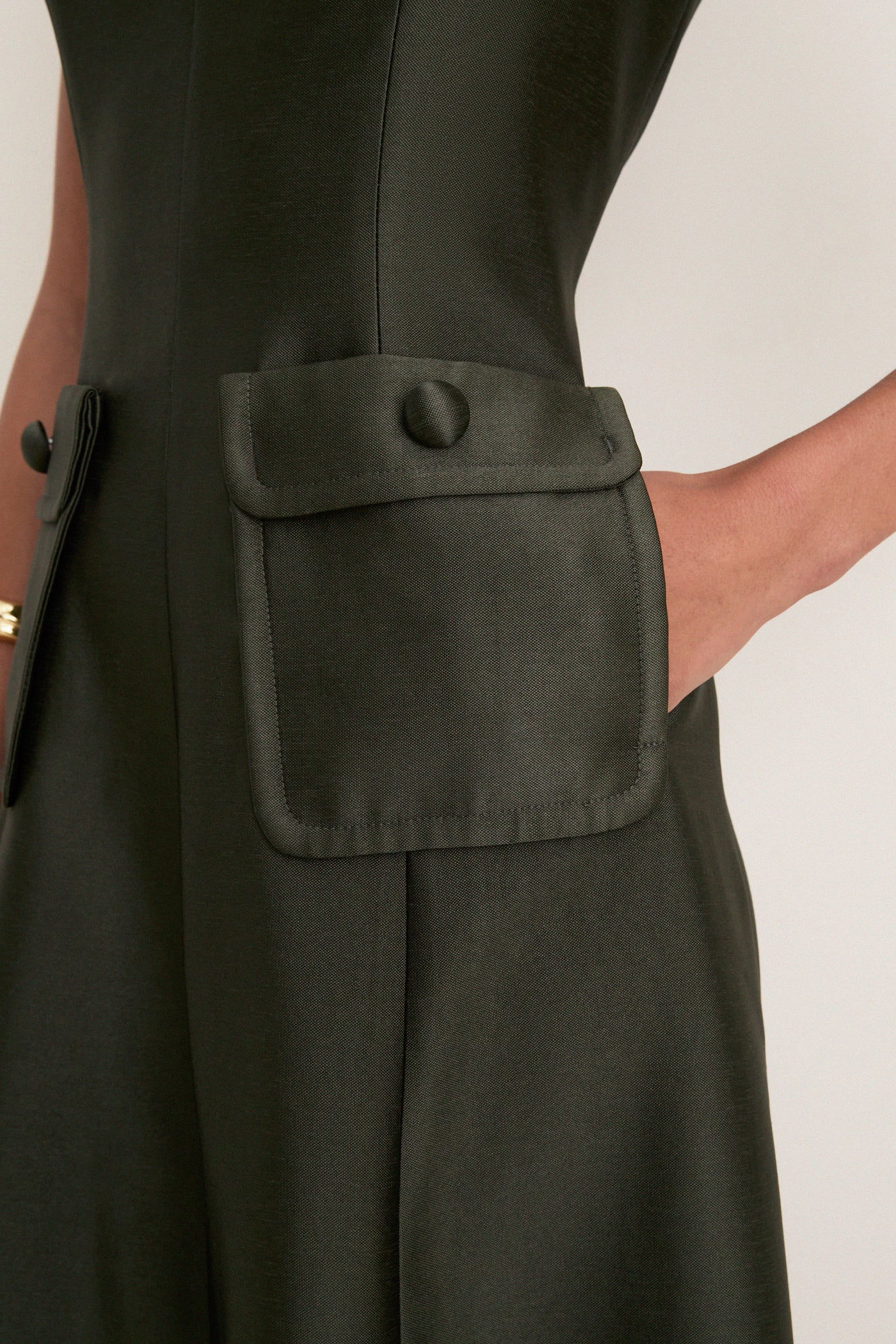 Evergreen Dupioni Helene Dress