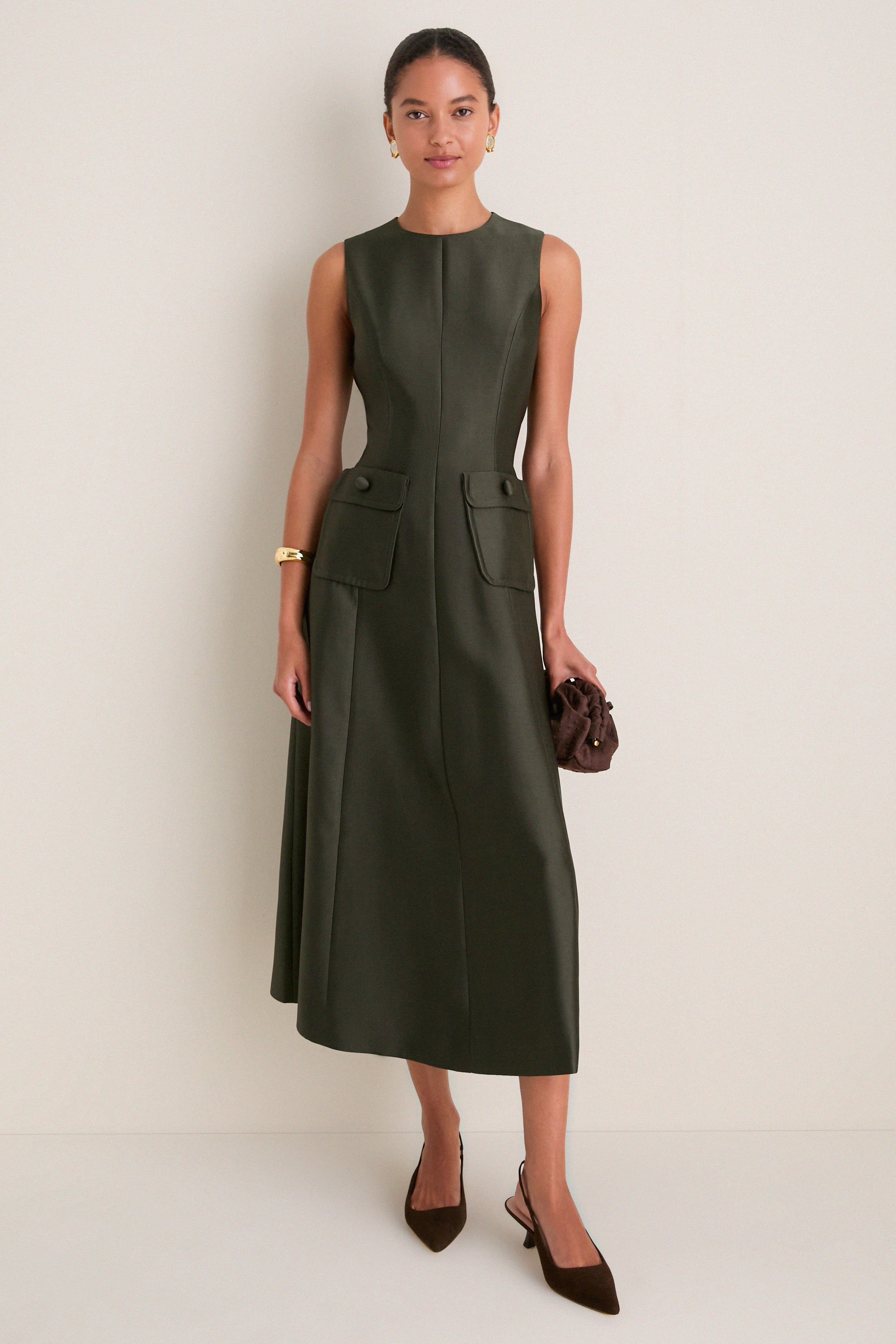 Evergreen Dupioni Helene Dress