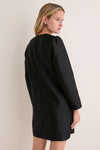 Black Wildflower Embroidered Dupioni Rebecca Dress