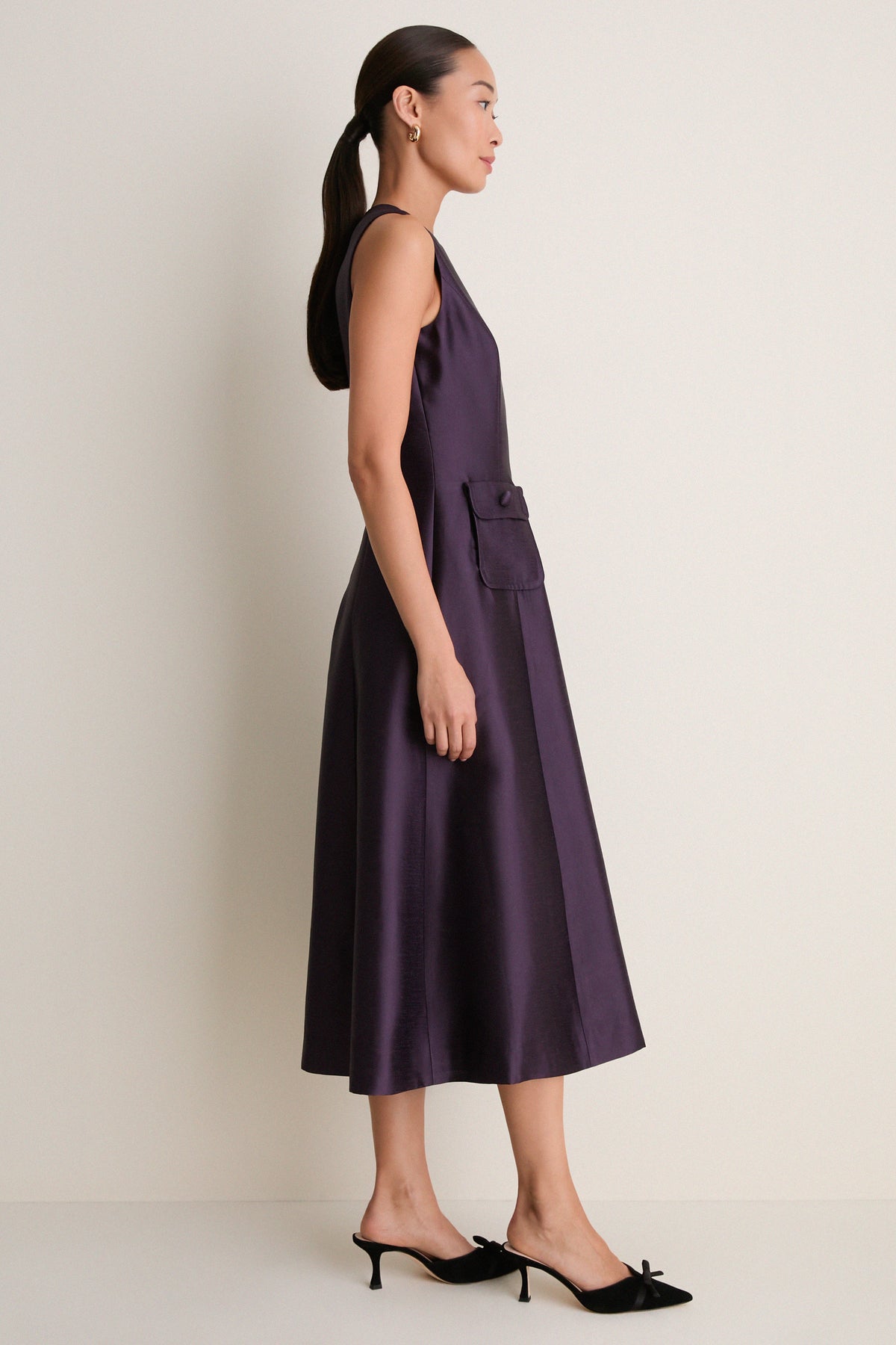 Plum Dupioni Helene Dress