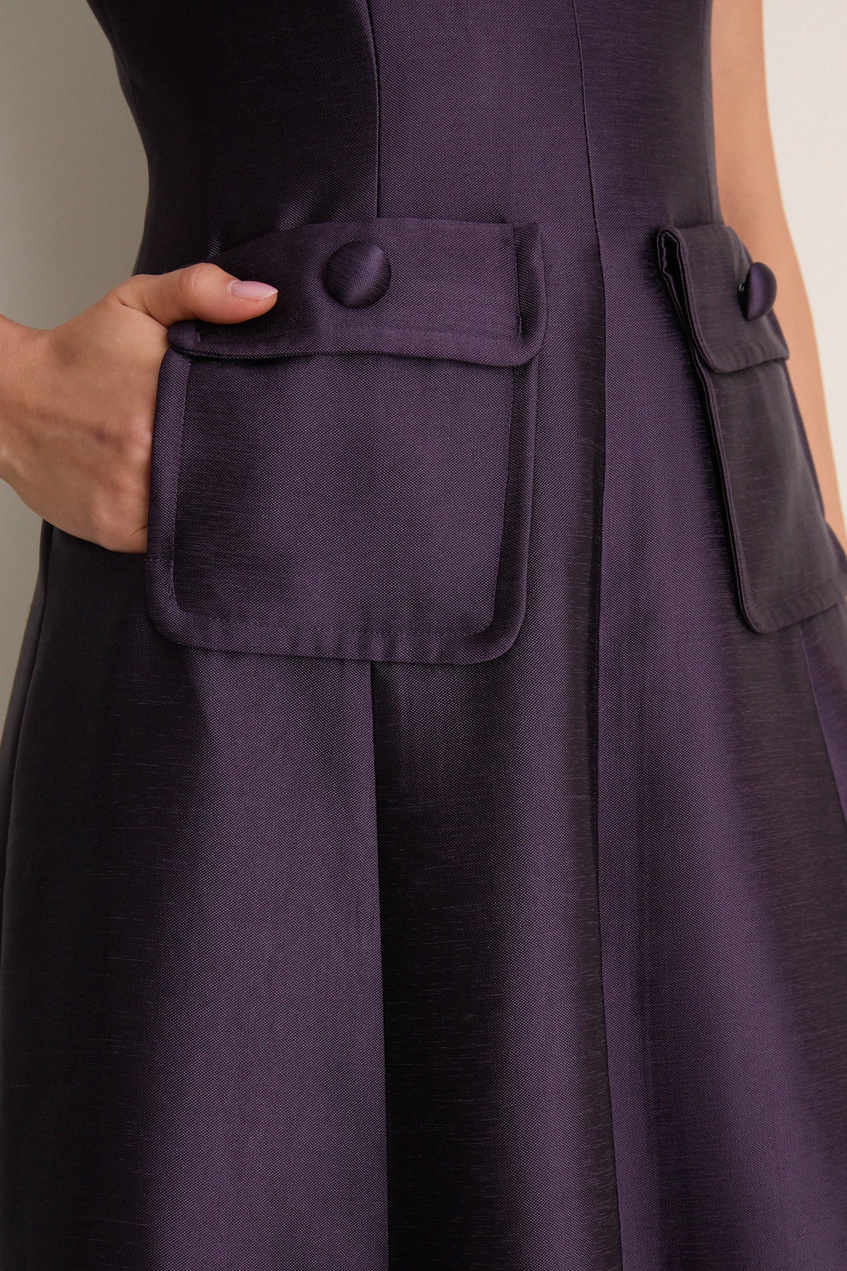 Plum Dupioni Helene Dress