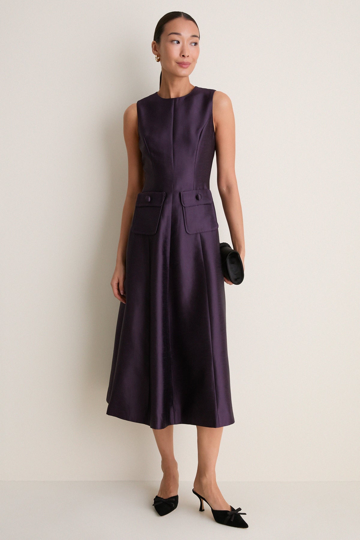 Plum Dupioni Helene Dress