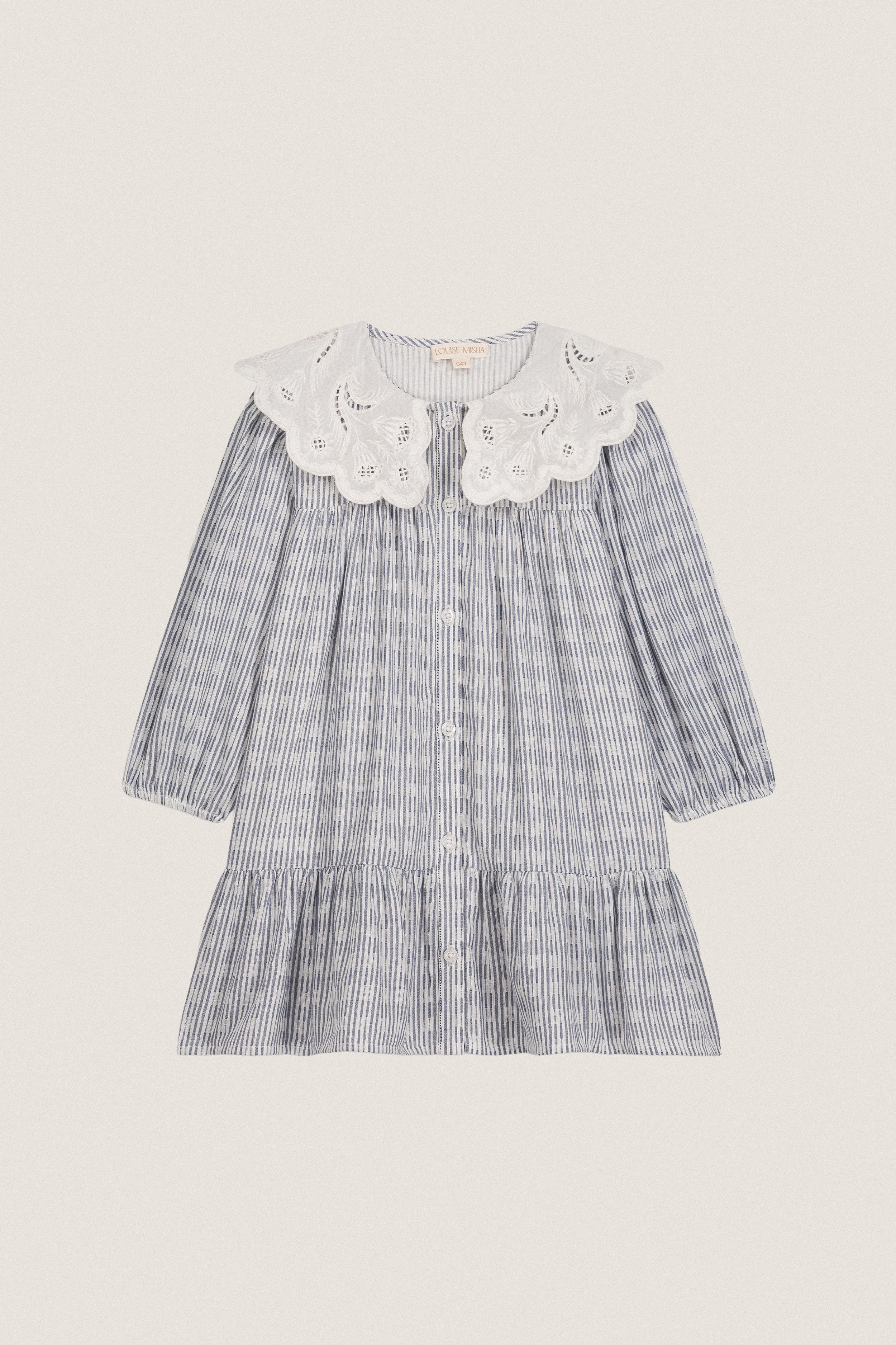 Cream and Blue Stripe Heidi Dress
