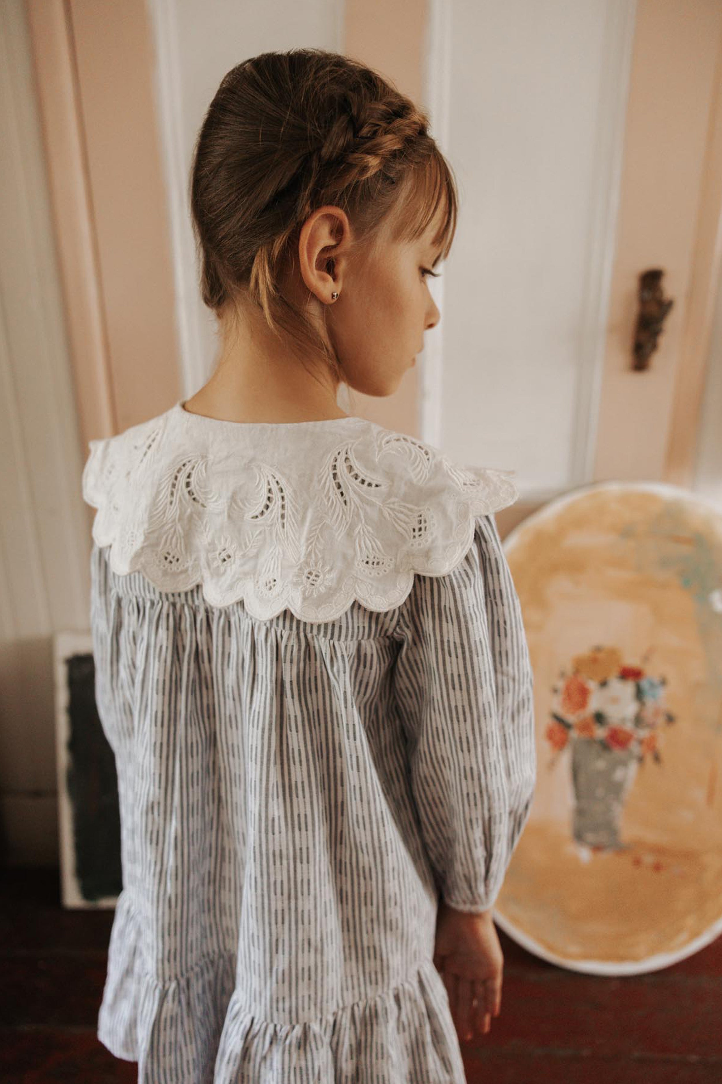 Cream and Blue Stripe Heidi Dress