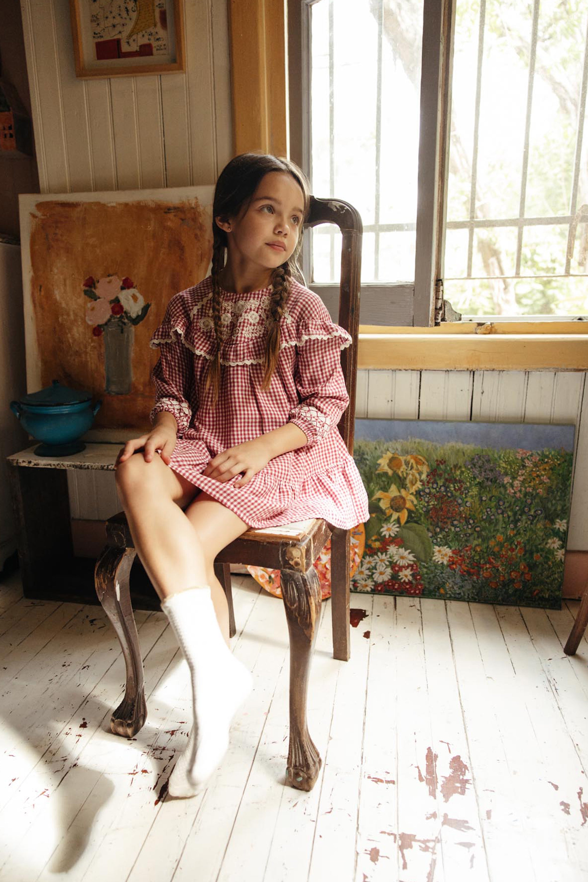 Raspberry Check Orana Dress