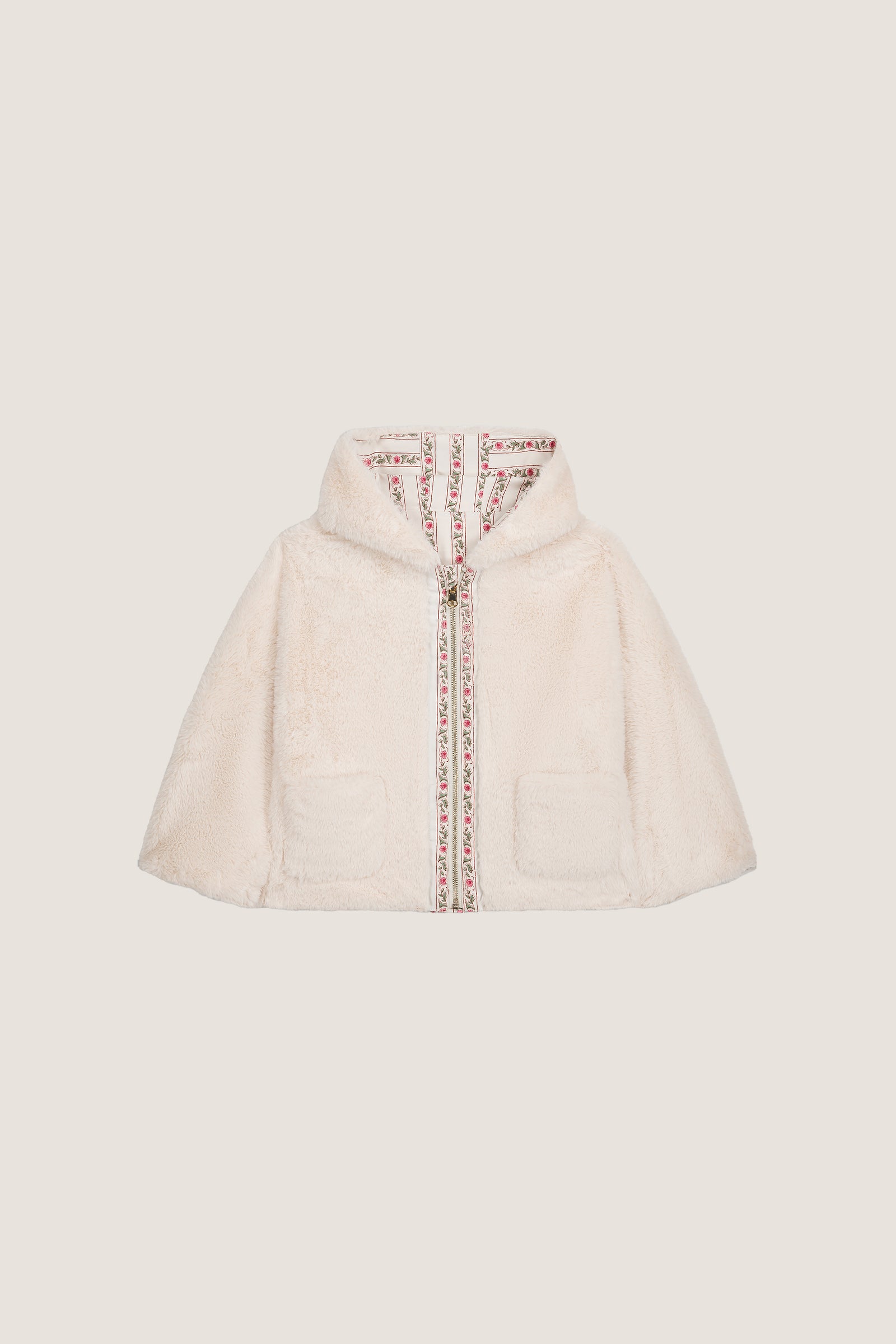 Cream Flower Beds Reversible Felvet Coat