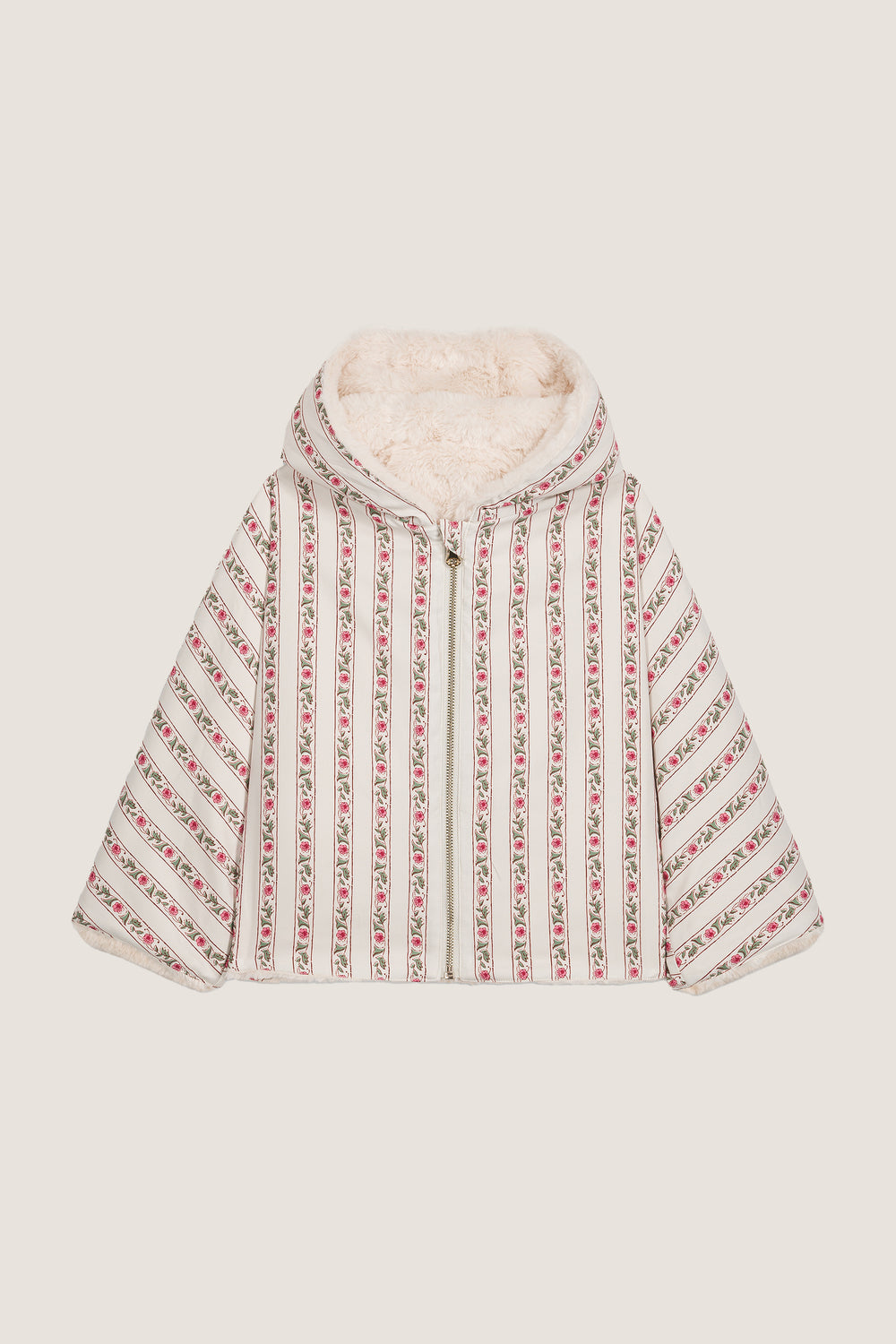 Cream Flower Beds Reversible Felvet Coat