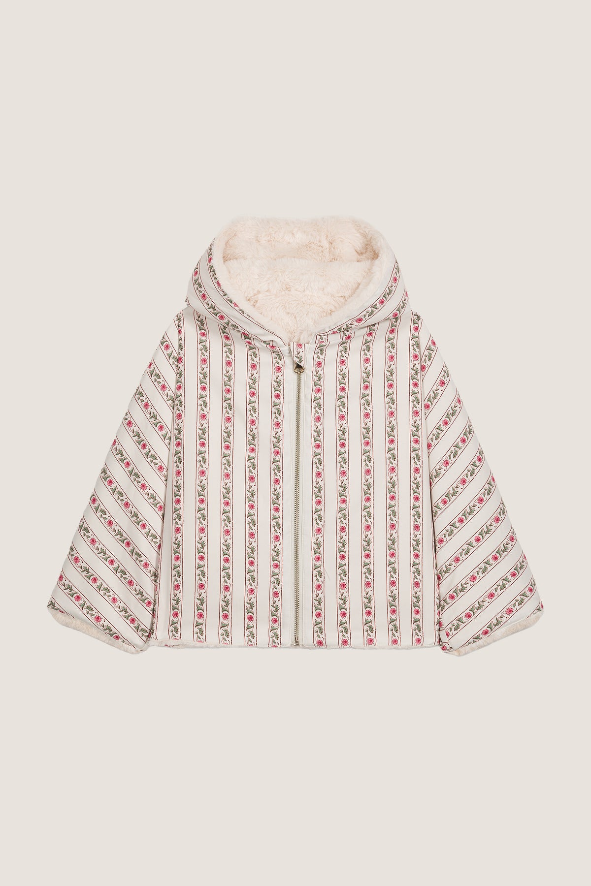 Cream Flower Beds Reversible Felvet Coat
