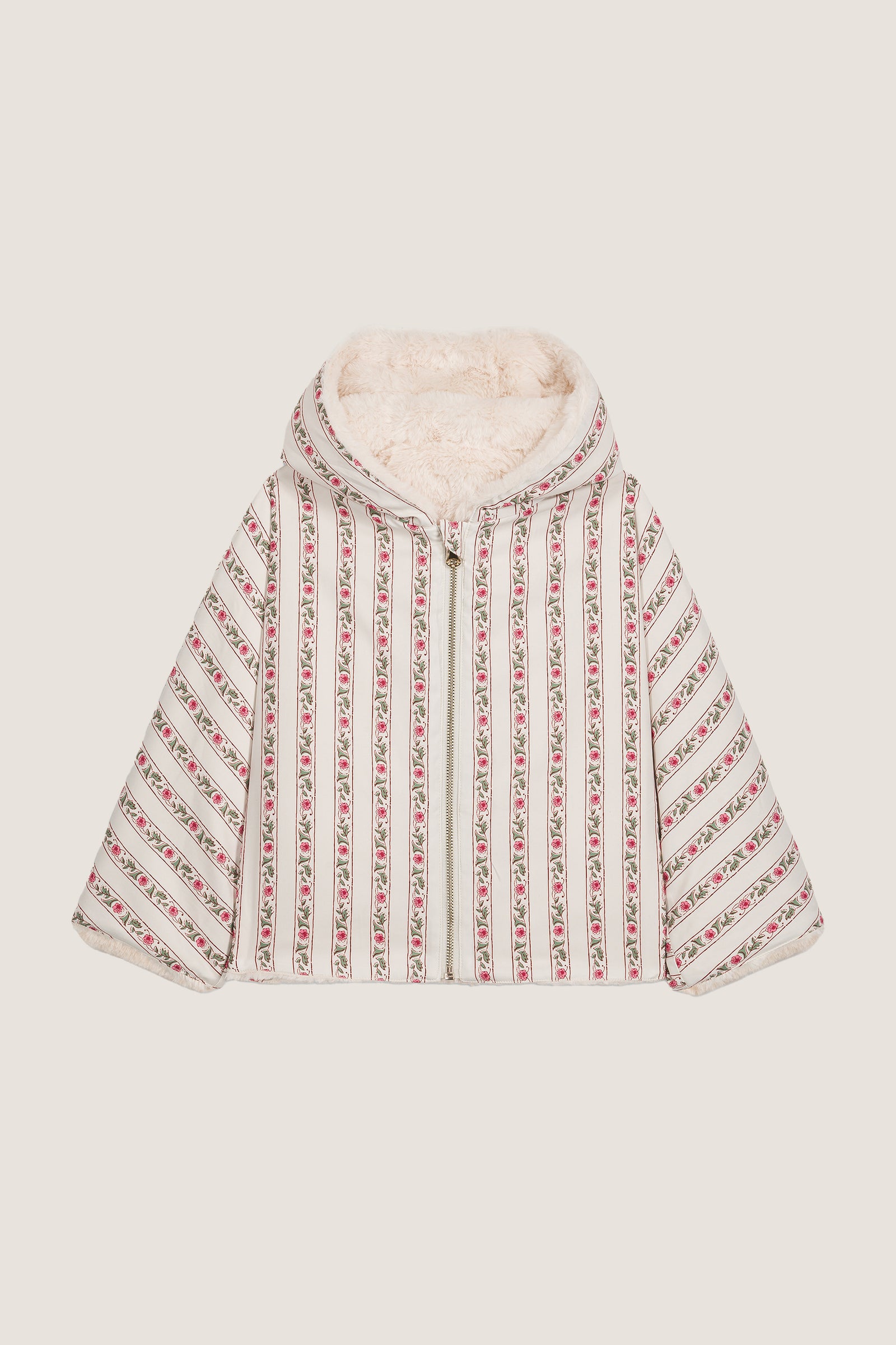 Cream Flower Beds Reversible Felvet Coat