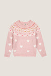 Pink and White Heart Sweater