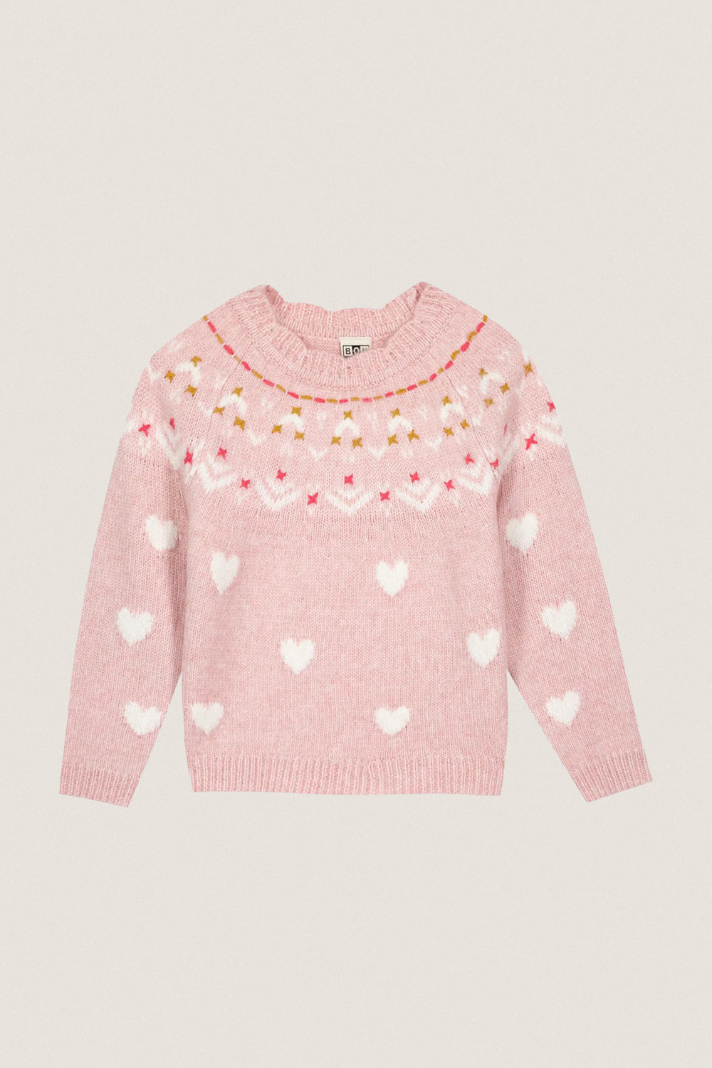 Pink and White Heart Sweater