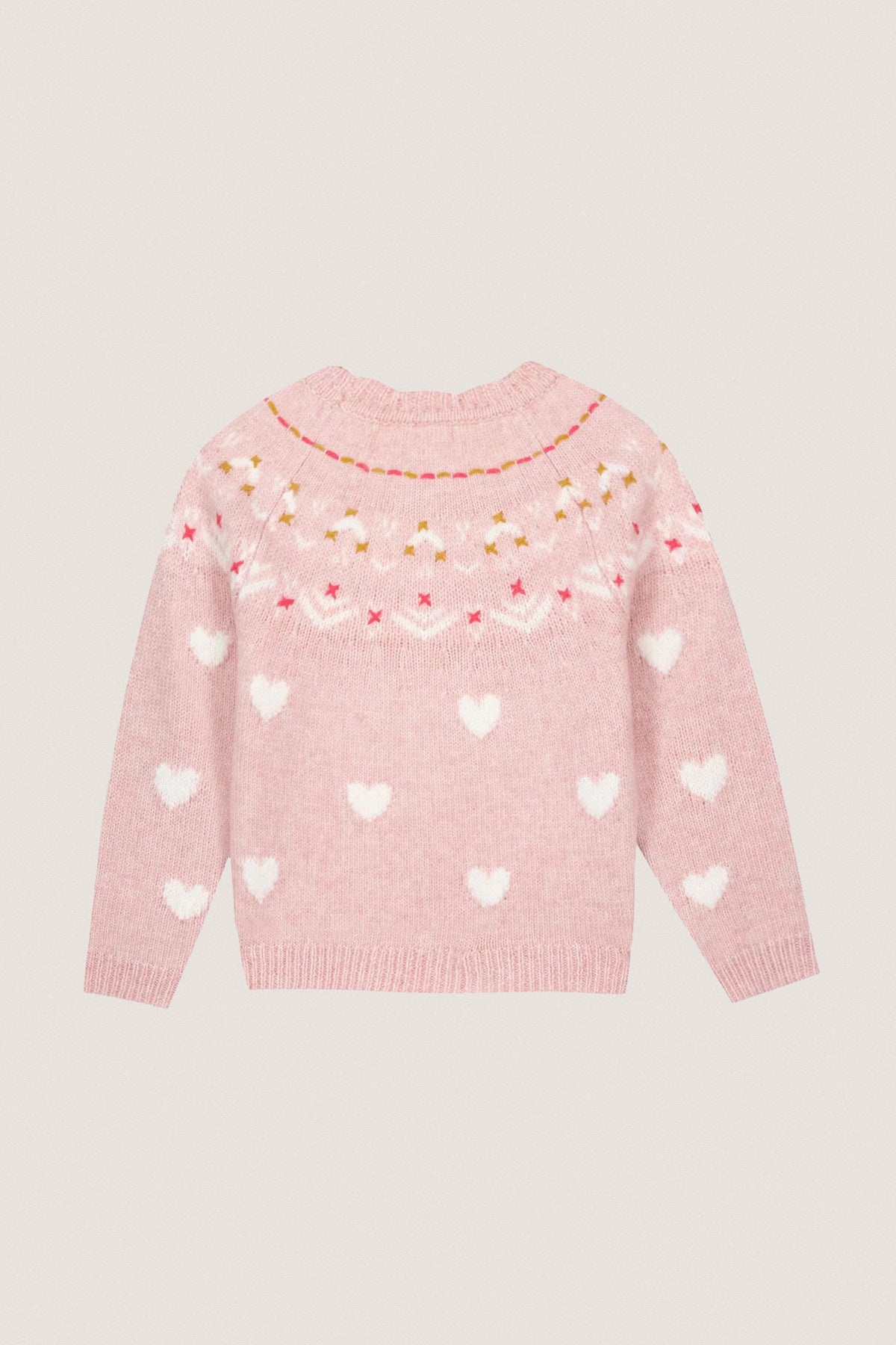 Pink and White Heart Sweater