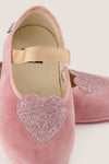 Rose Velvet Mary Jane Flats