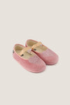 Rose Velvet Mary Jane Flats