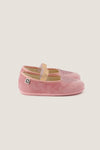 Rose Velvet Mary Jane Flats