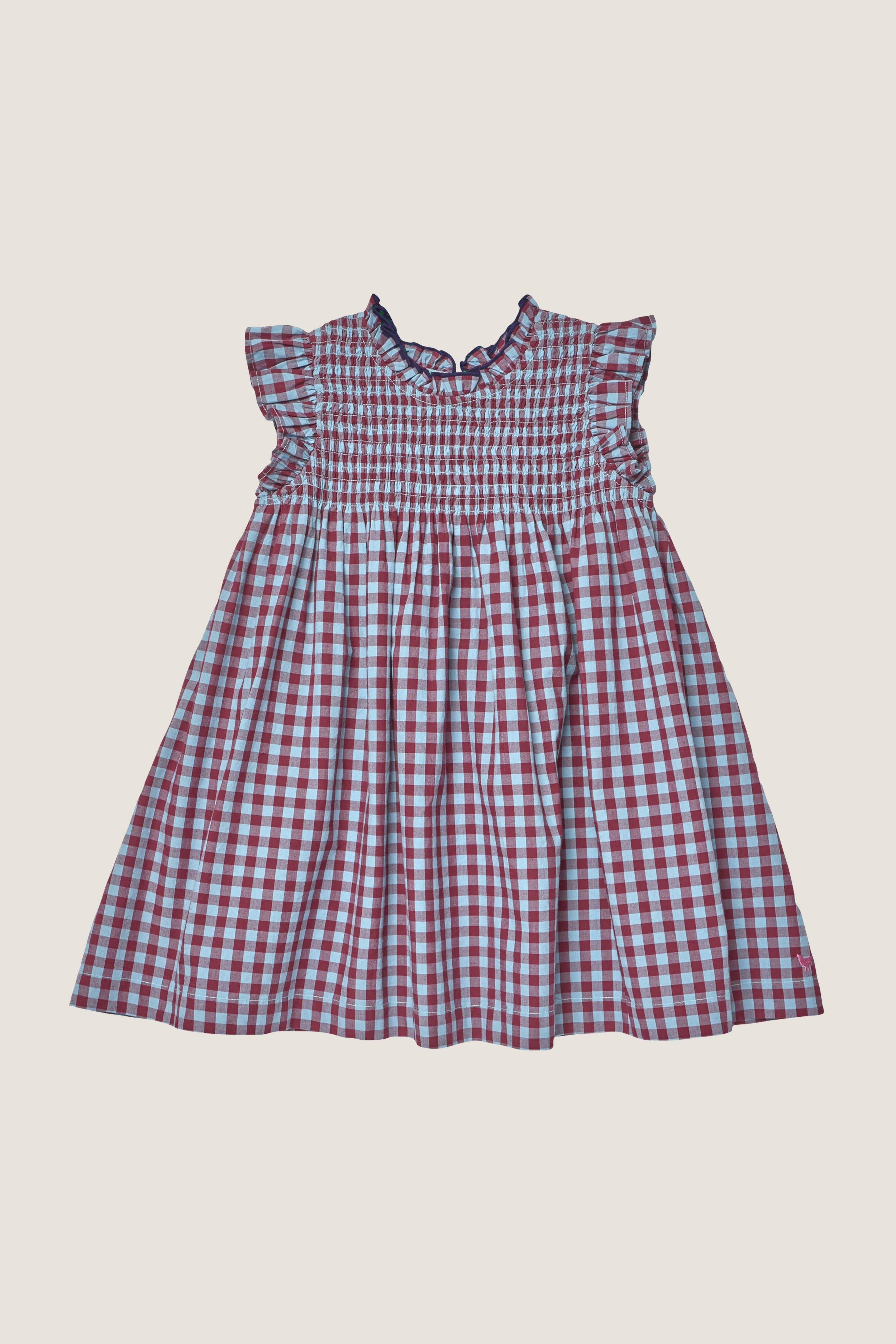 Red Light Blue Check Stevie Dress
