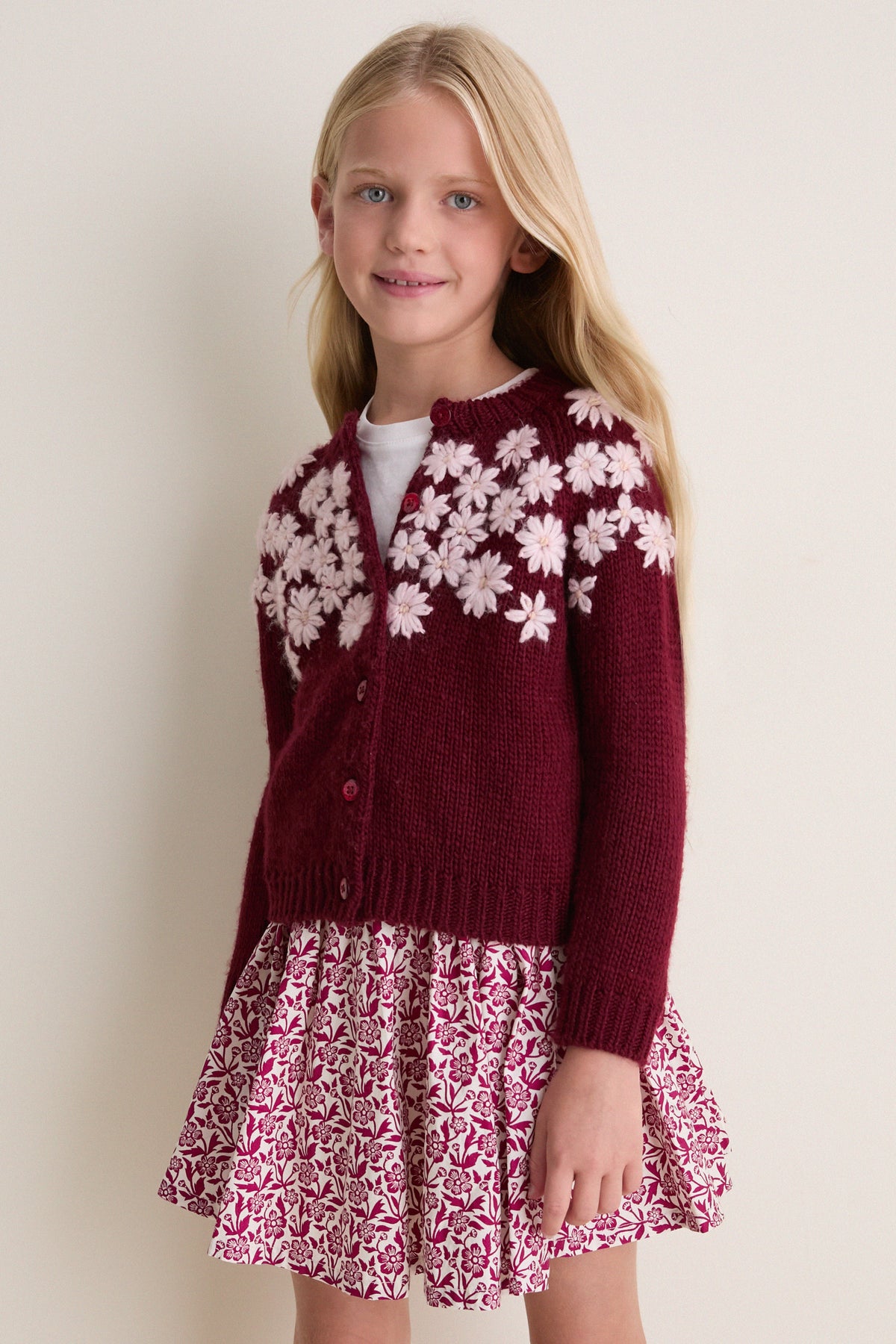 Pink Flower Embroidery Blossom Sweater
