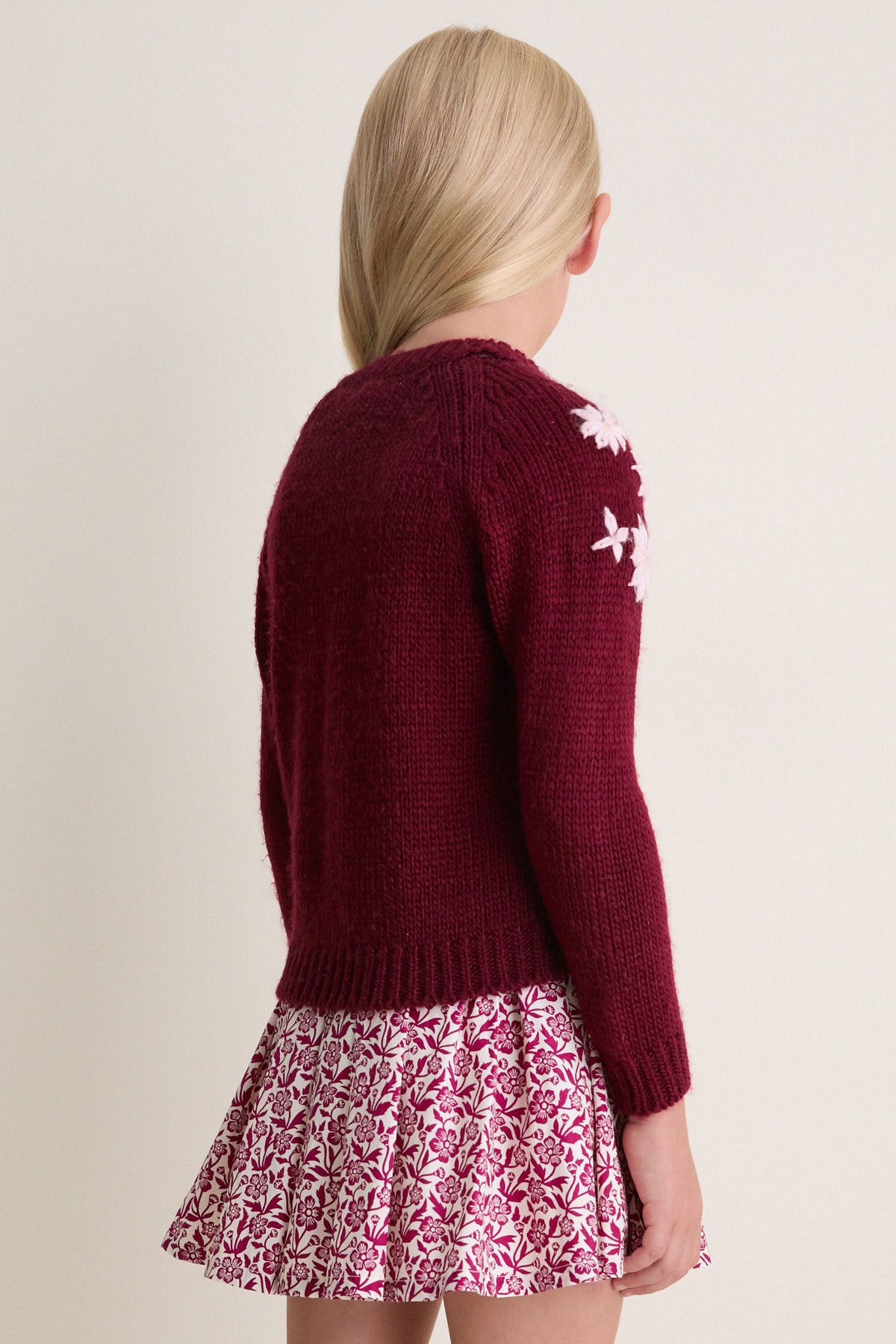 Pink Flower Embroidery Blossom Sweater