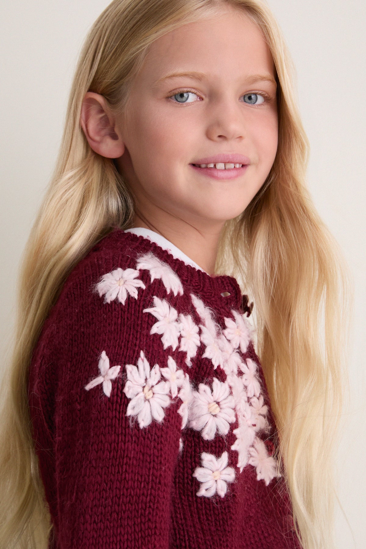 Pink Flower Embroidery Blossom Sweater