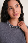 Gray Embellished Collar Ada Crewneck