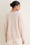 Ivory Embellished Collar Ada Crewneck