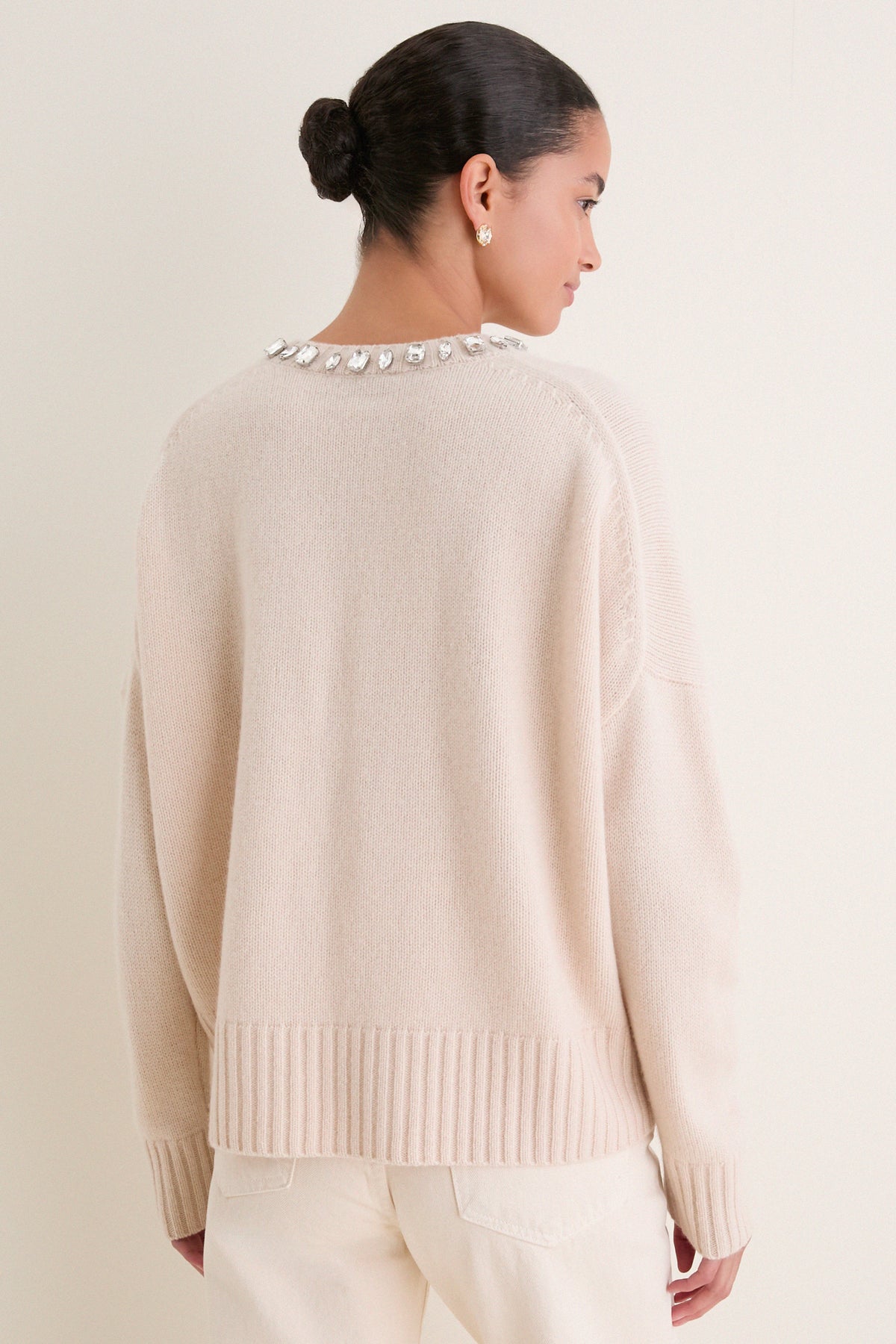 Ivory Embellished Collar Ada Crewneck
