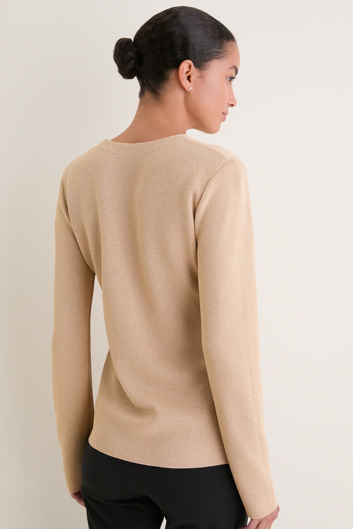 Gold V-Neck Structured Natasha Cardigan