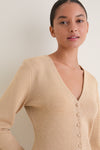 Gold V-Neck Structured Natasha Cardigan