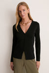 Black V-Neck Structured Natasha Cardigan