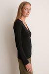 Black V-Neck Structured Natasha Cardigan