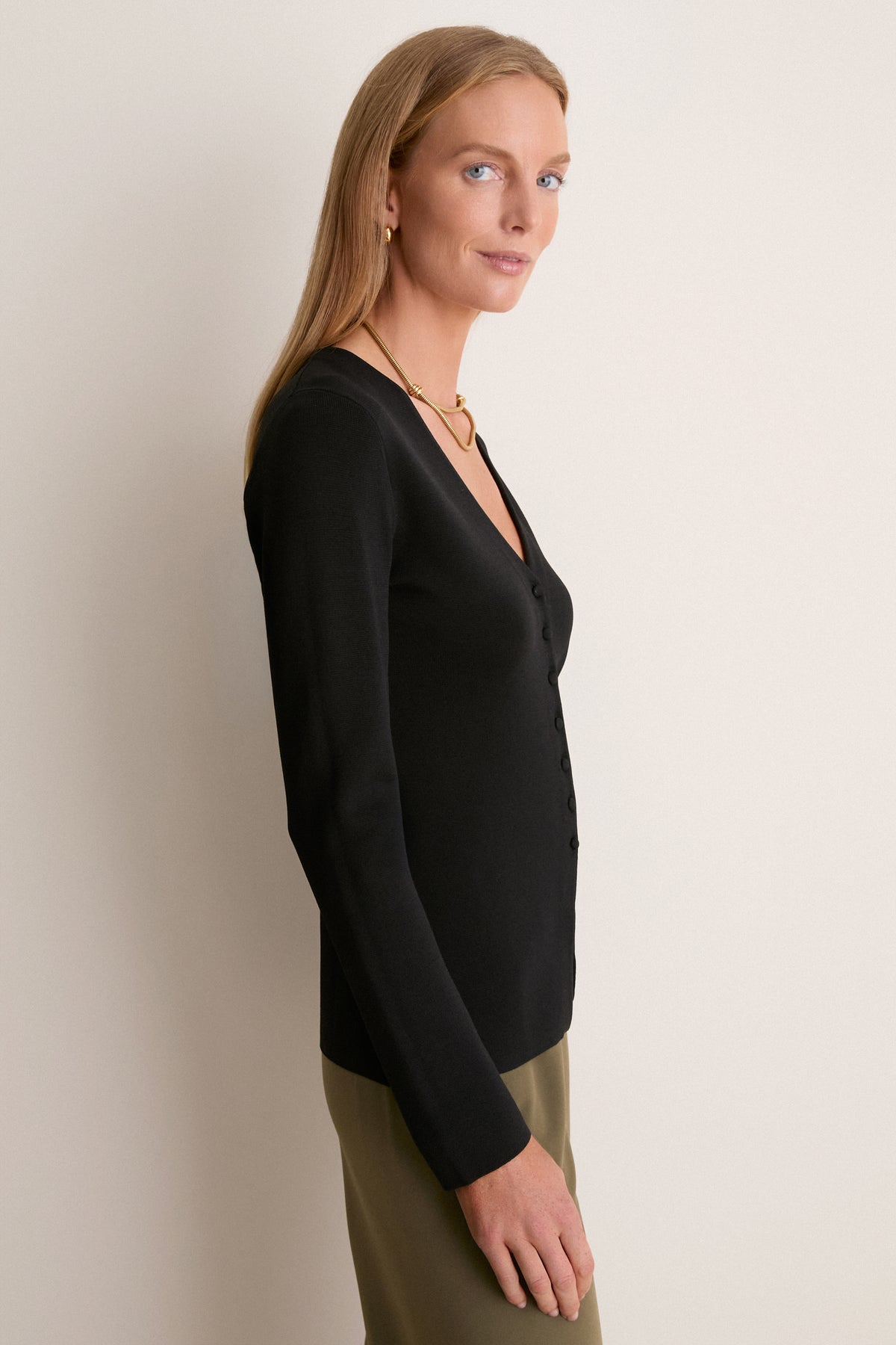 Black V-Neck Structured Natasha Cardigan