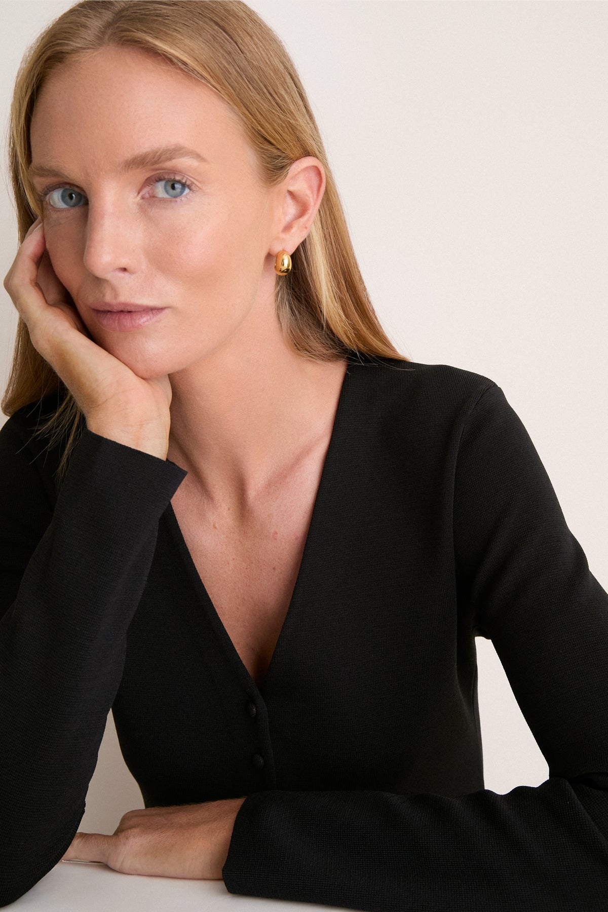 Black V-Neck Structured Natasha Cardigan