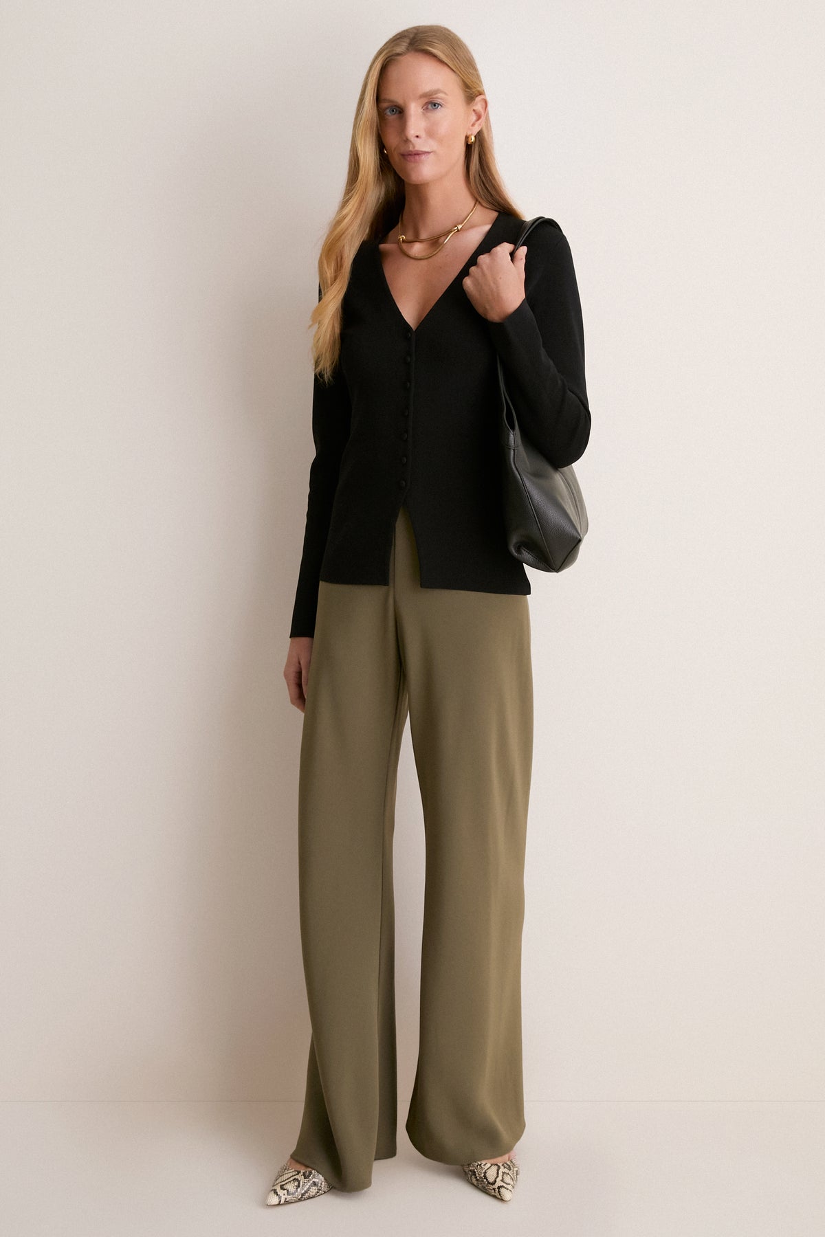 Black V-Neck Structured Natasha Cardigan