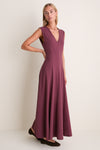 Wine Cotton Jersey Agnes V-neck Dress