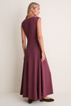 Wine Cotton Jersey Agnes V-neck Dress