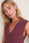 Wine Cotton Jersey Agnes V-neck Dress