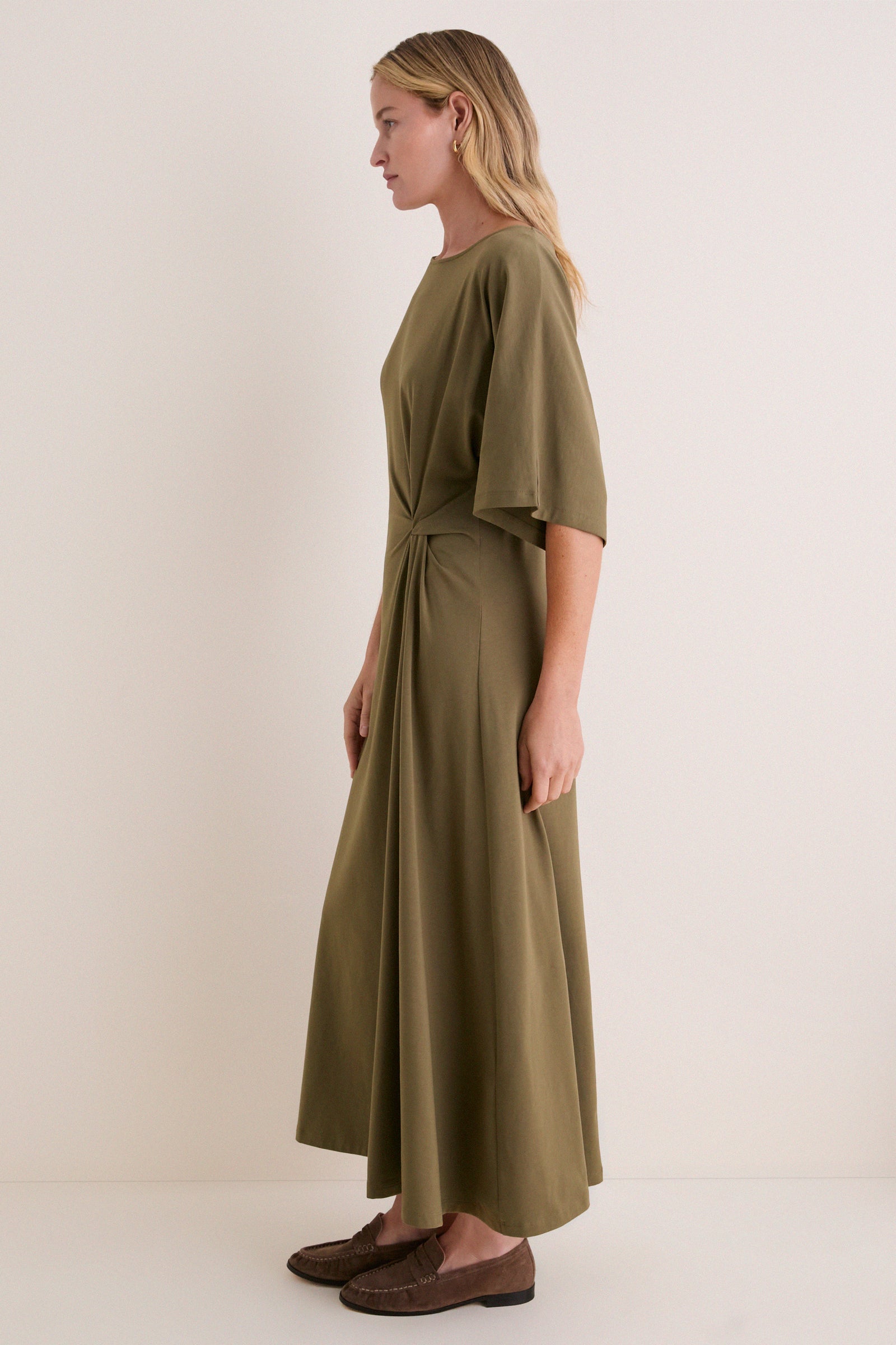Olive Jersey Lisette Midi Dress
