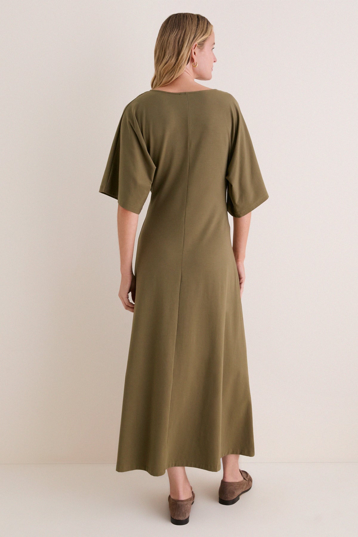 Olive Jersey Lisette Midi Dress