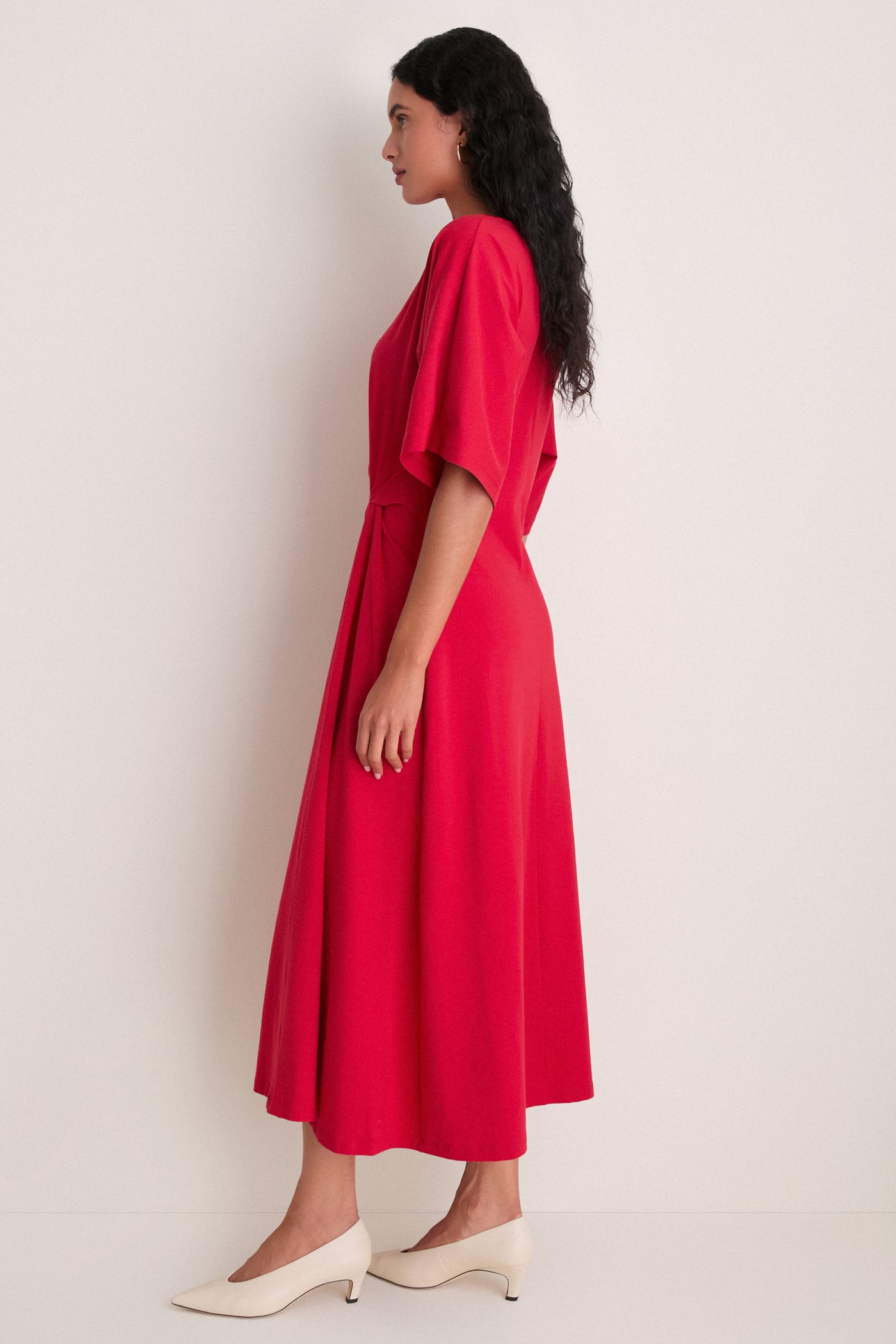 Apple Red Jersey Lisette Midi Dress