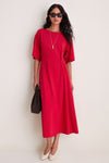 Apple Red Jersey Lisette Midi Dress