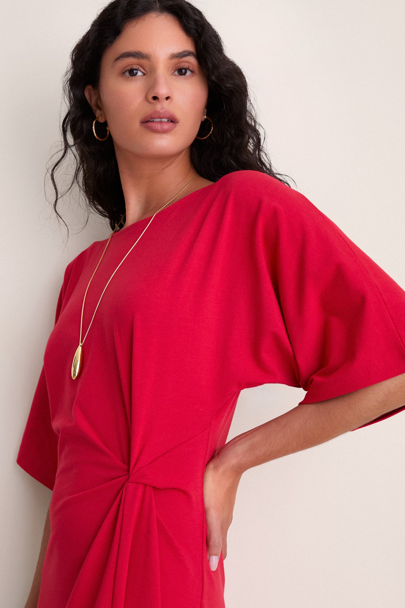 Apple Red Jersey Lisette Midi Dress