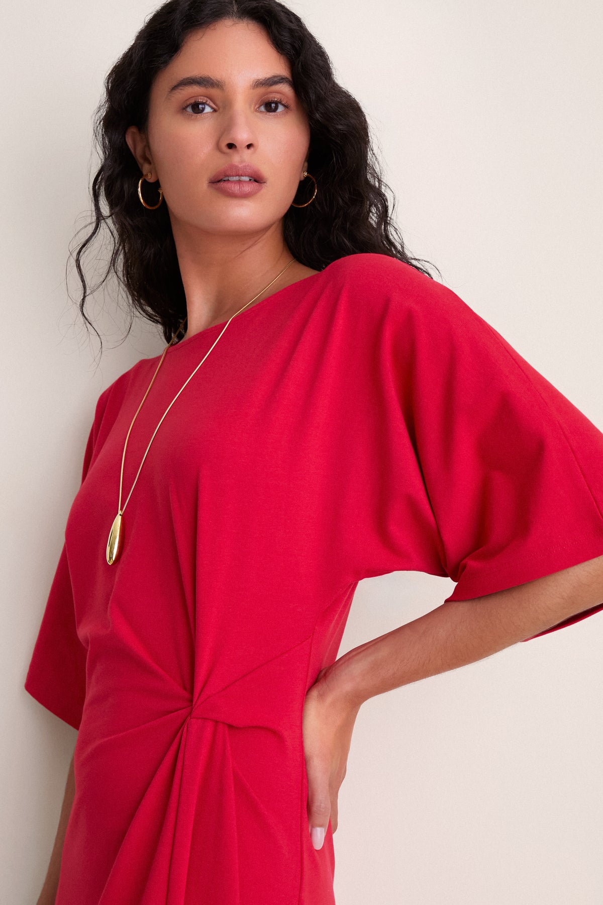 Apple Red Jersey Lisette Midi Dress