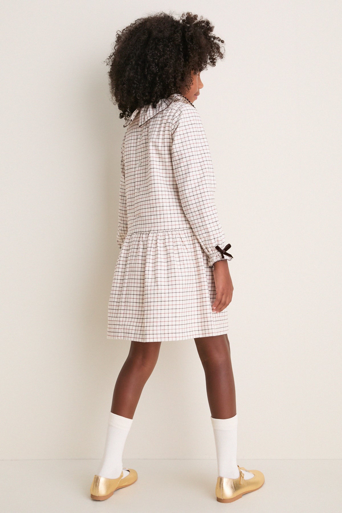 Caramel Check Tessa Drop Waist Dress
