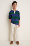 Green Stripe Tijo Long Sleeve Boy Rugby Shirt