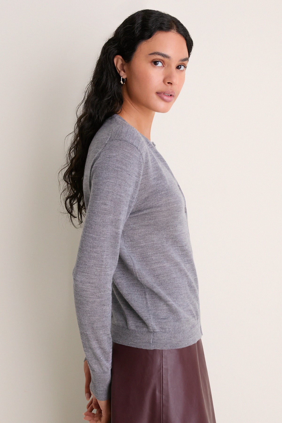 Heather Gray Merino Thatcher Cardigan