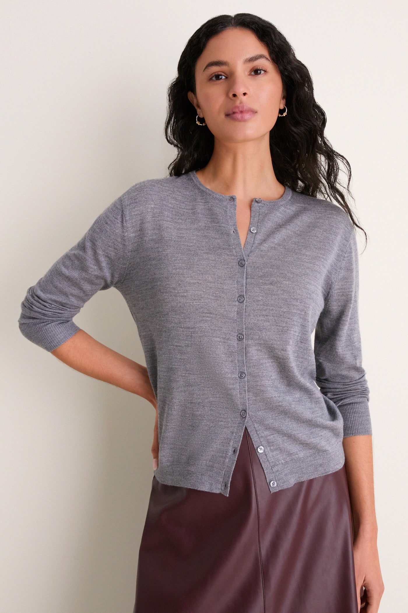 Heather Gray Merino Thatcher Cardigan