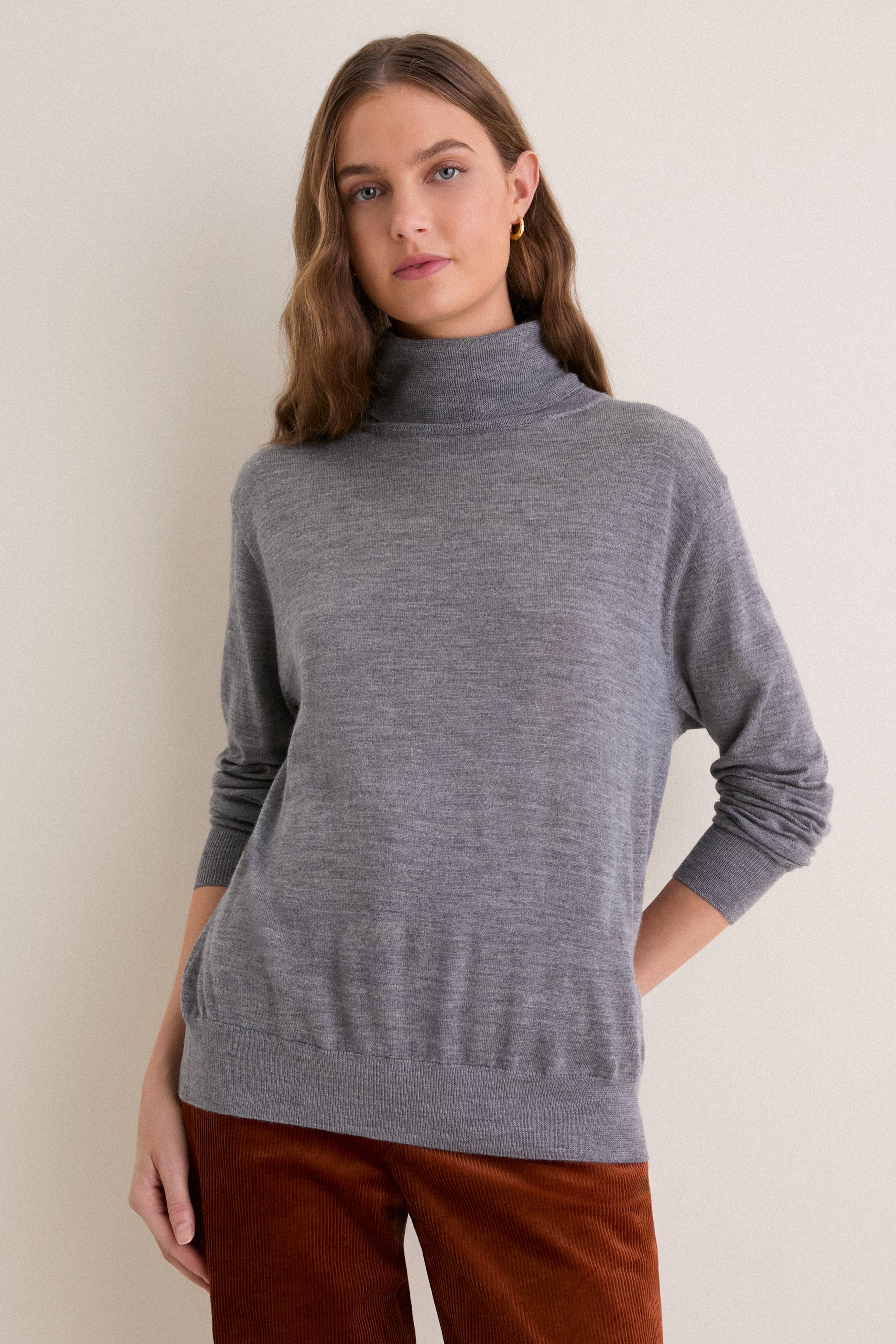 Gray Merino Whitney Turtleneck