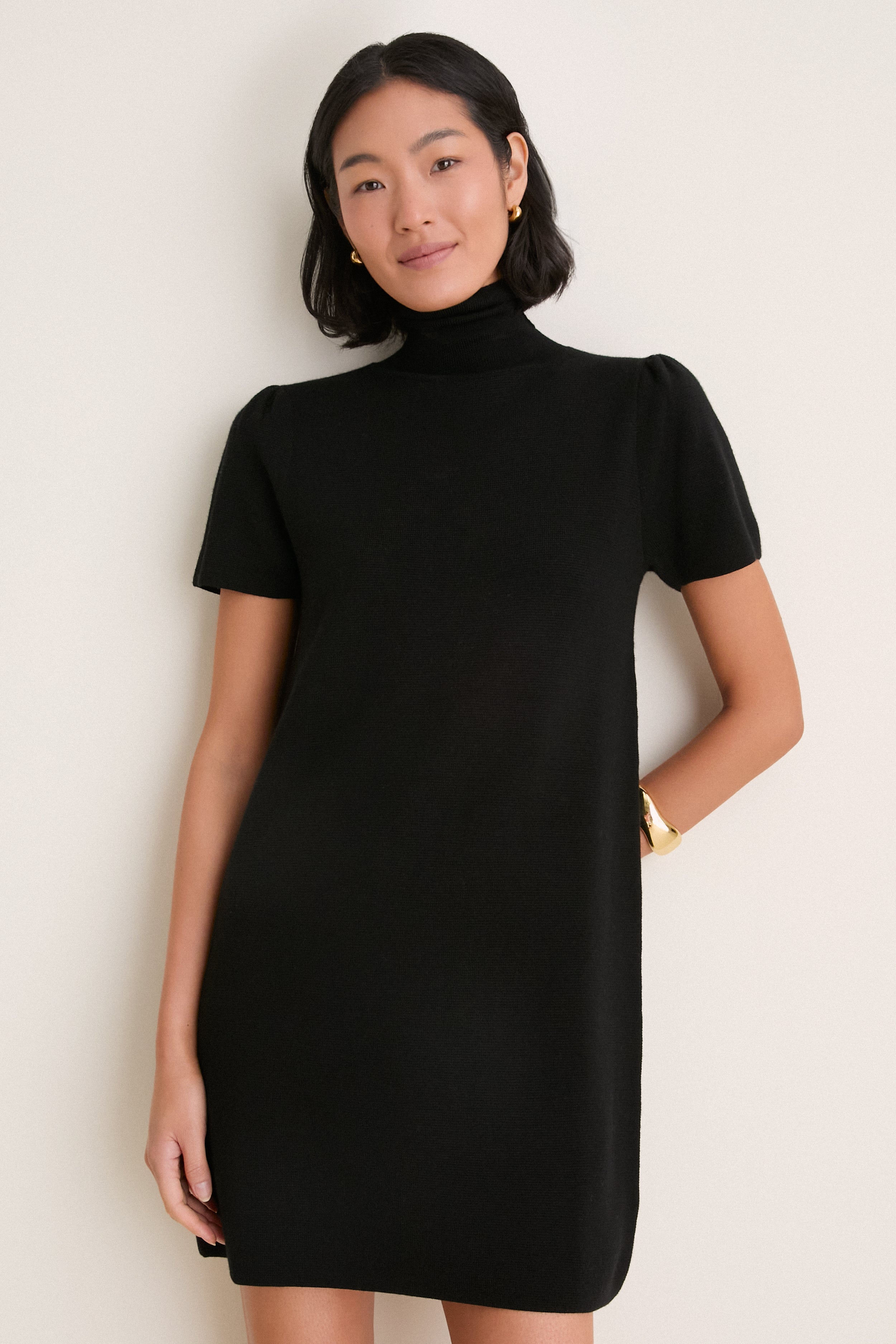 Black Merino Hewitt Turtleneck Dress